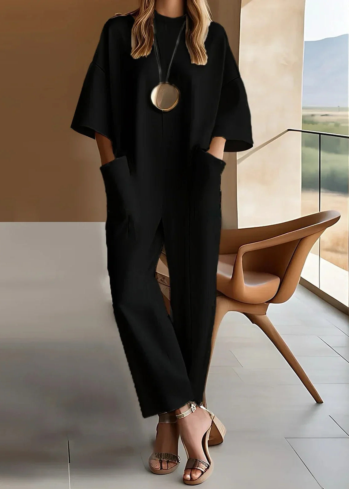 Amaryllis | Women's Wide Leg Short Sleeve Jumpsuit