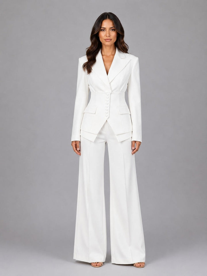 Diana | Cinched-Waist Blazer and Palazzo Pants Set