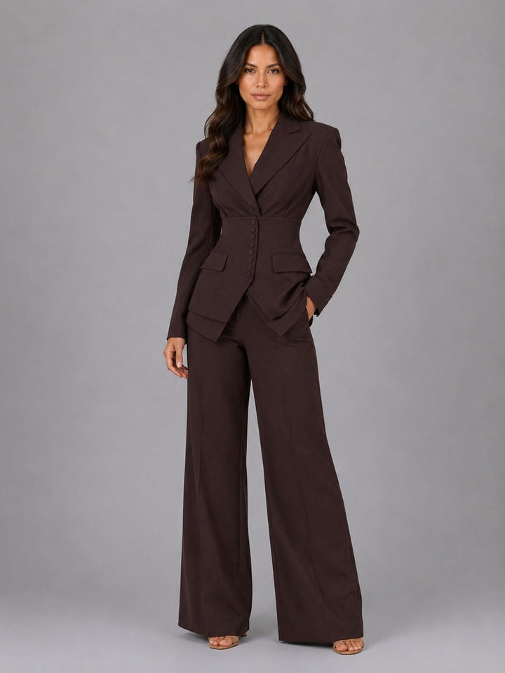 Diana | Cinched-Waist Blazer and Palazzo Pants Set