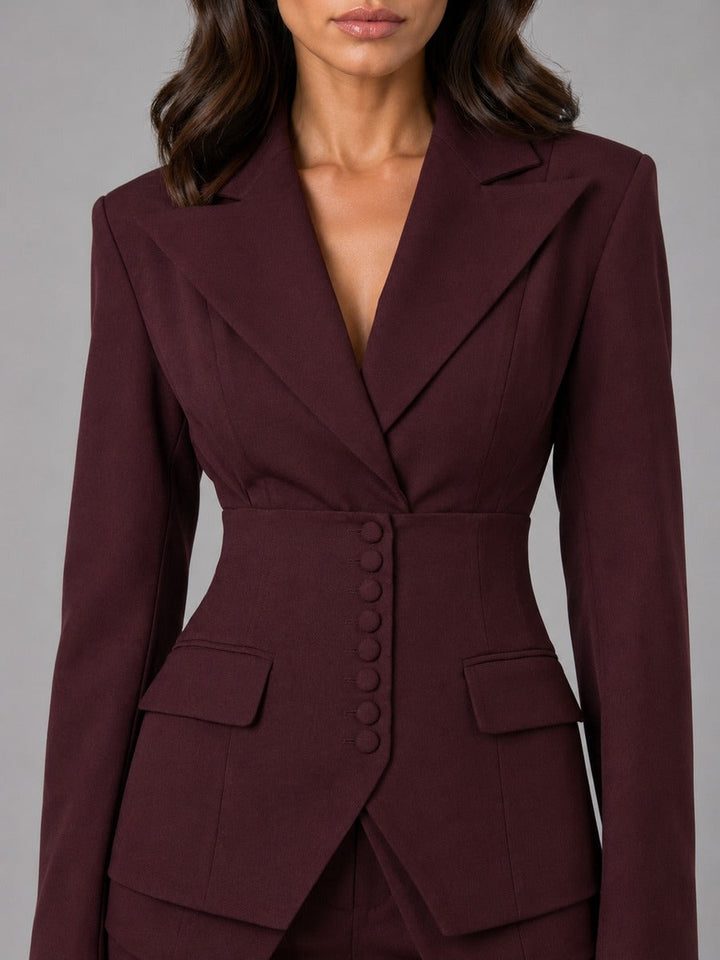 Diana | Cinched-Waist Blazer and Palazzo Pants Set