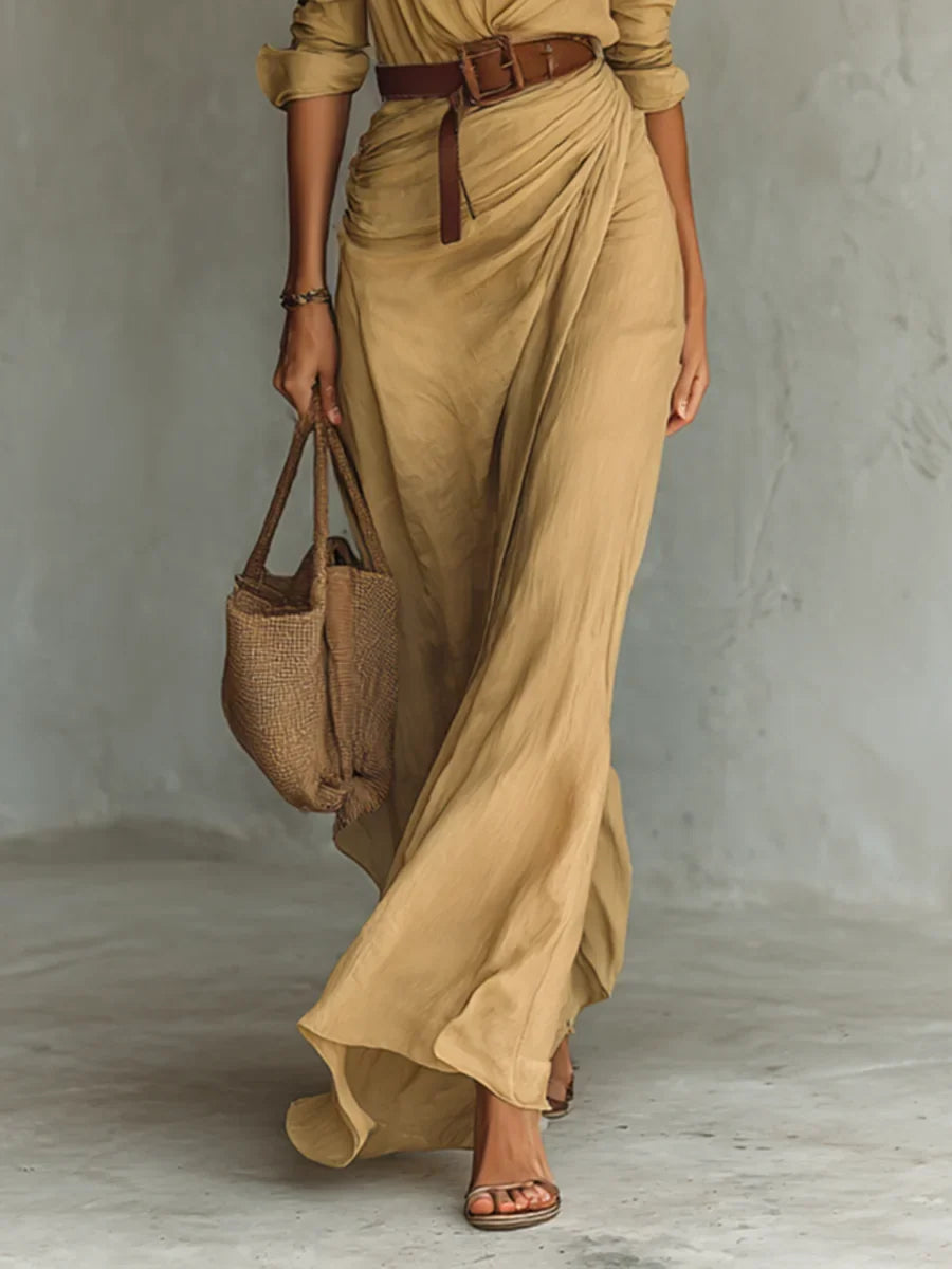 Mathilda - Belted Maxi Shirt Dress