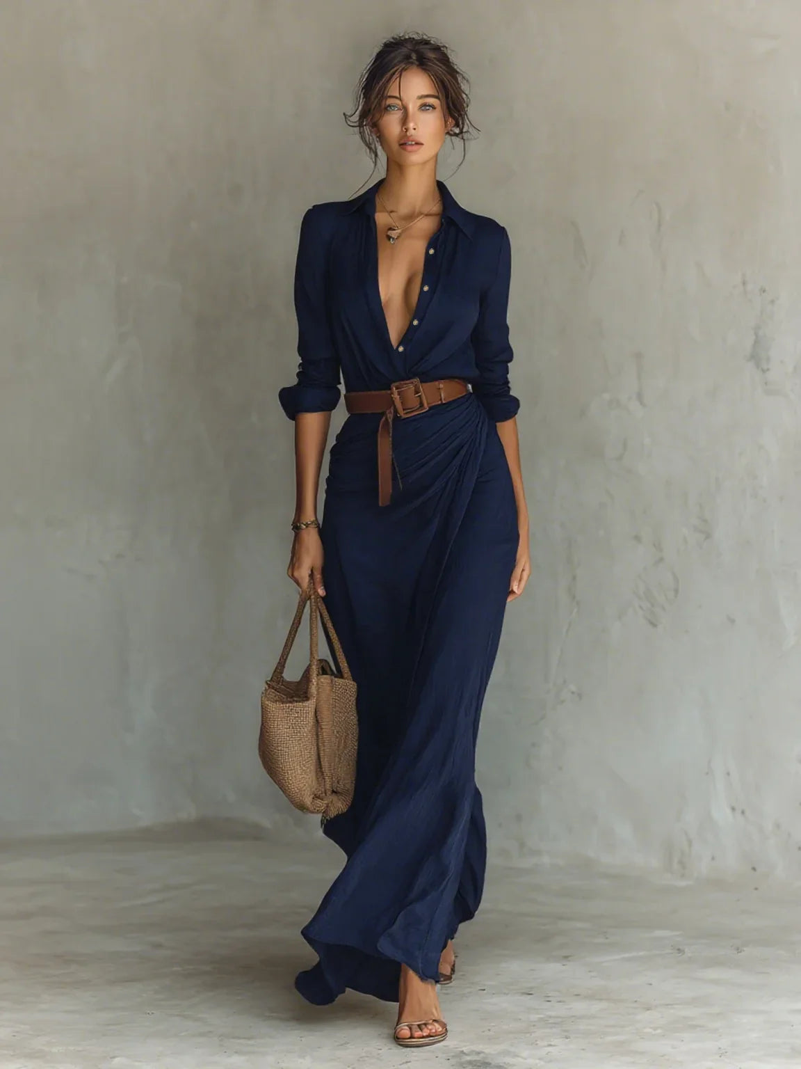 Mathilda - Belted Maxi Shirt Dress