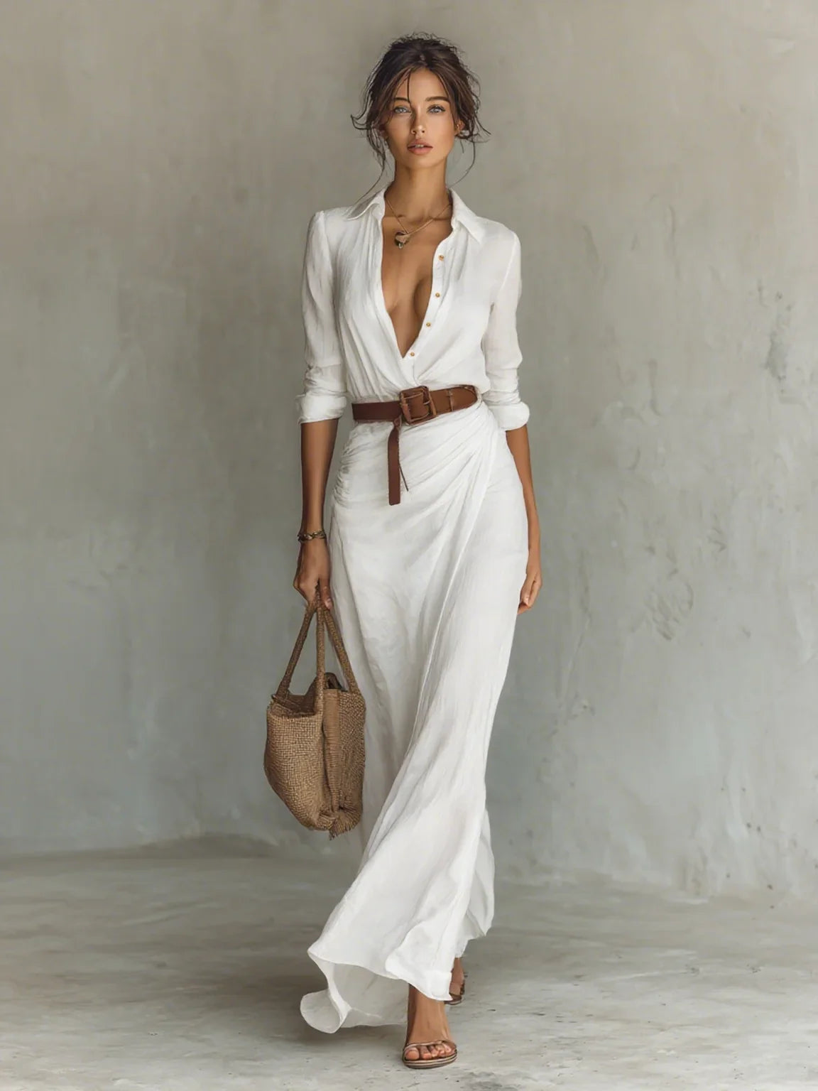 Mathilda - Belted Maxi Shirt Dress