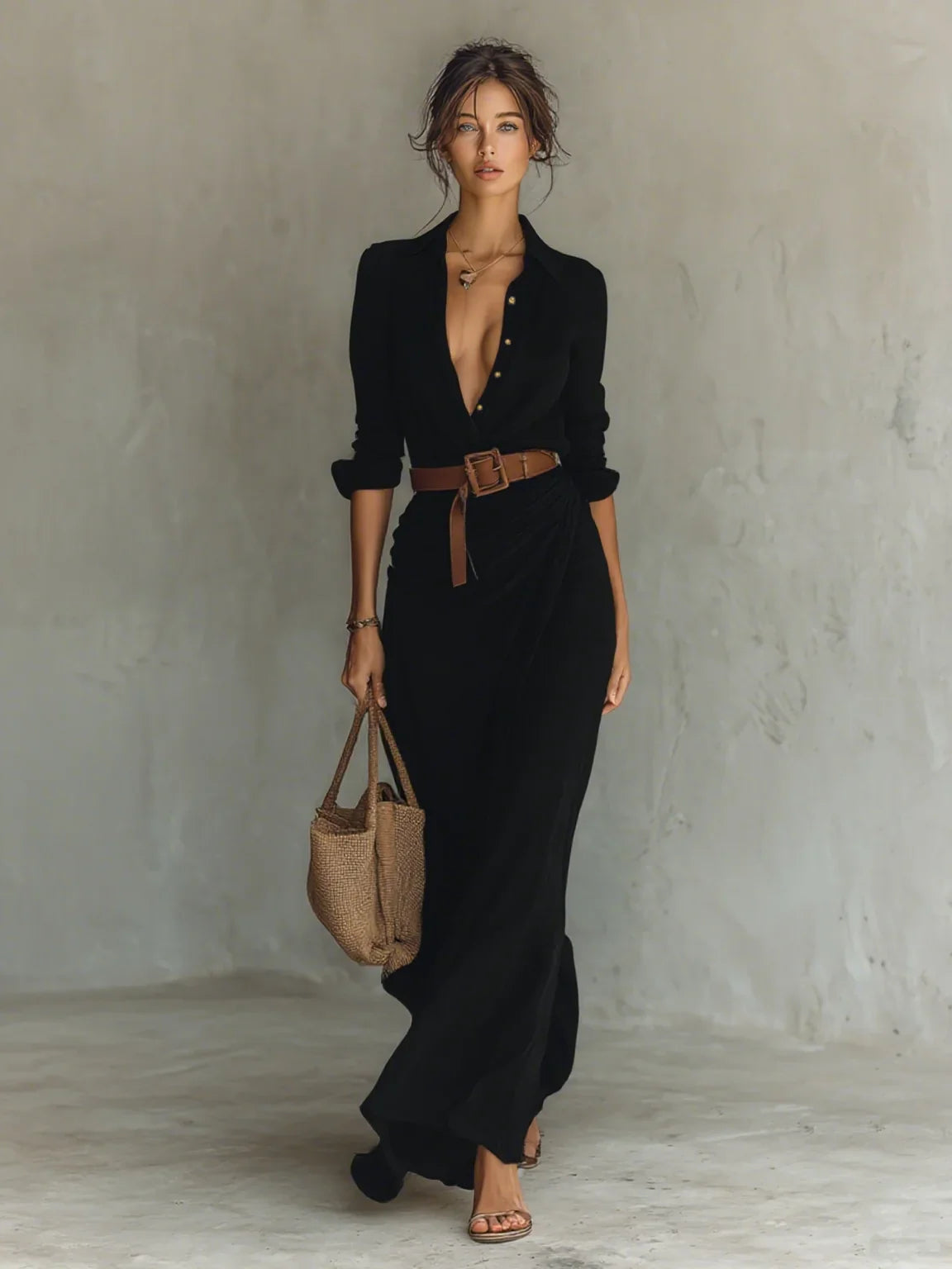 Mathilda - Belted Maxi Shirt Dress