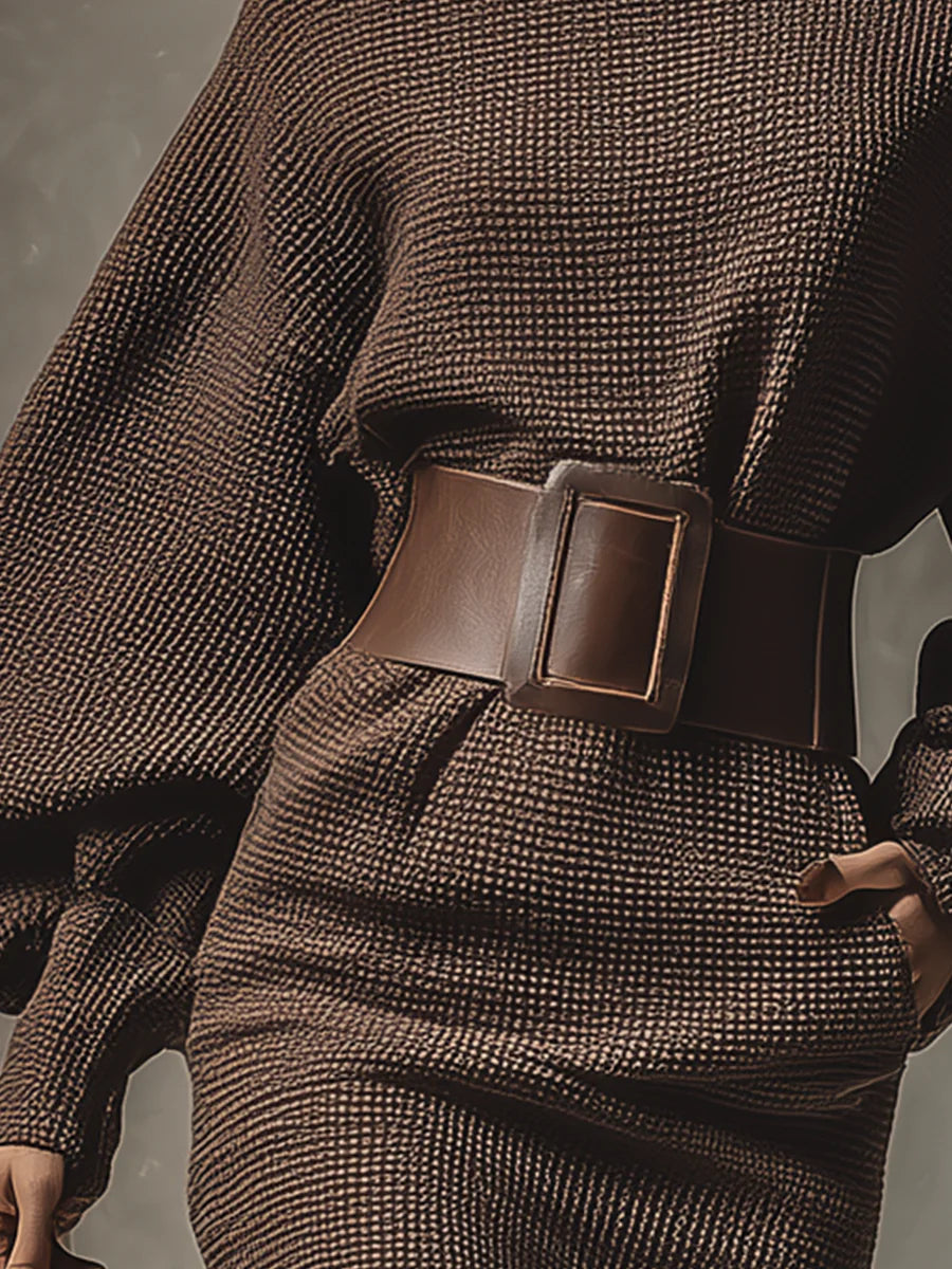 Leontine | Women's Knit Sweater Mini Dress with Belt