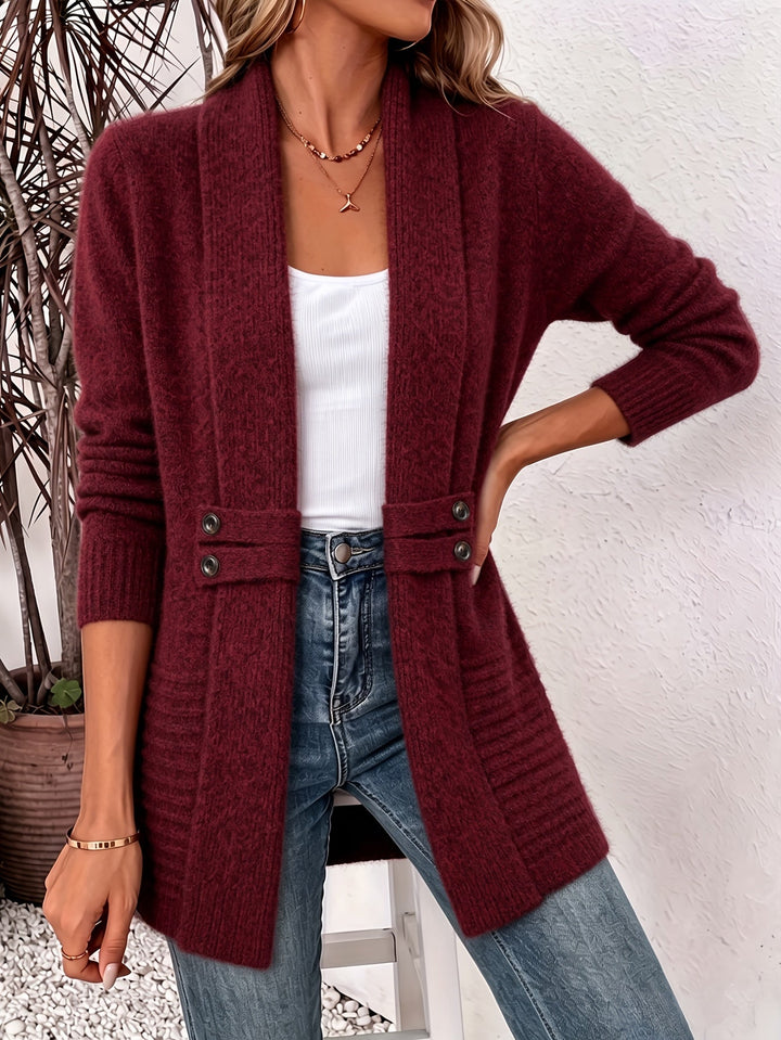 Faith | Open-Front Cardigan with Seamed Waist