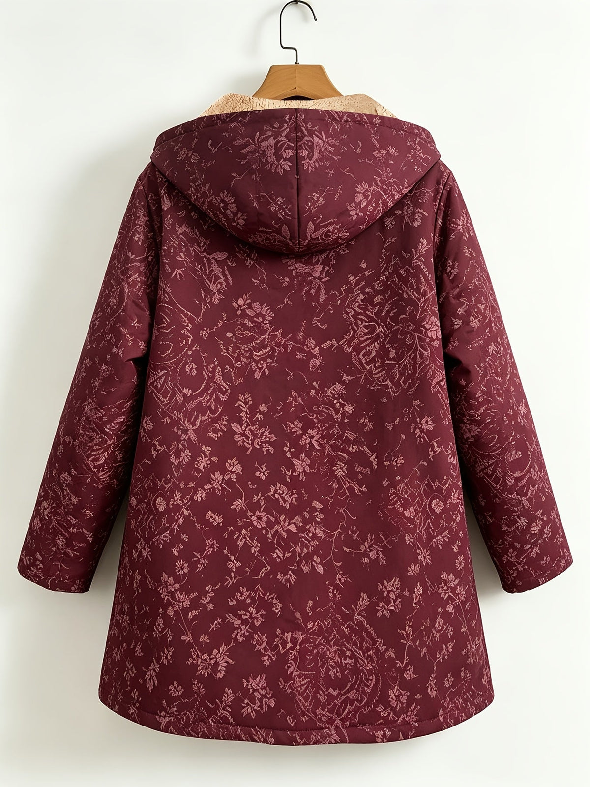 Darlene | Fleece-Lined Floral Hooded Coat