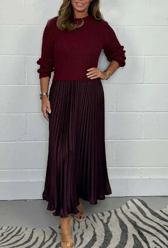 Calveth | Women's Pleated Midi Sweater Dress