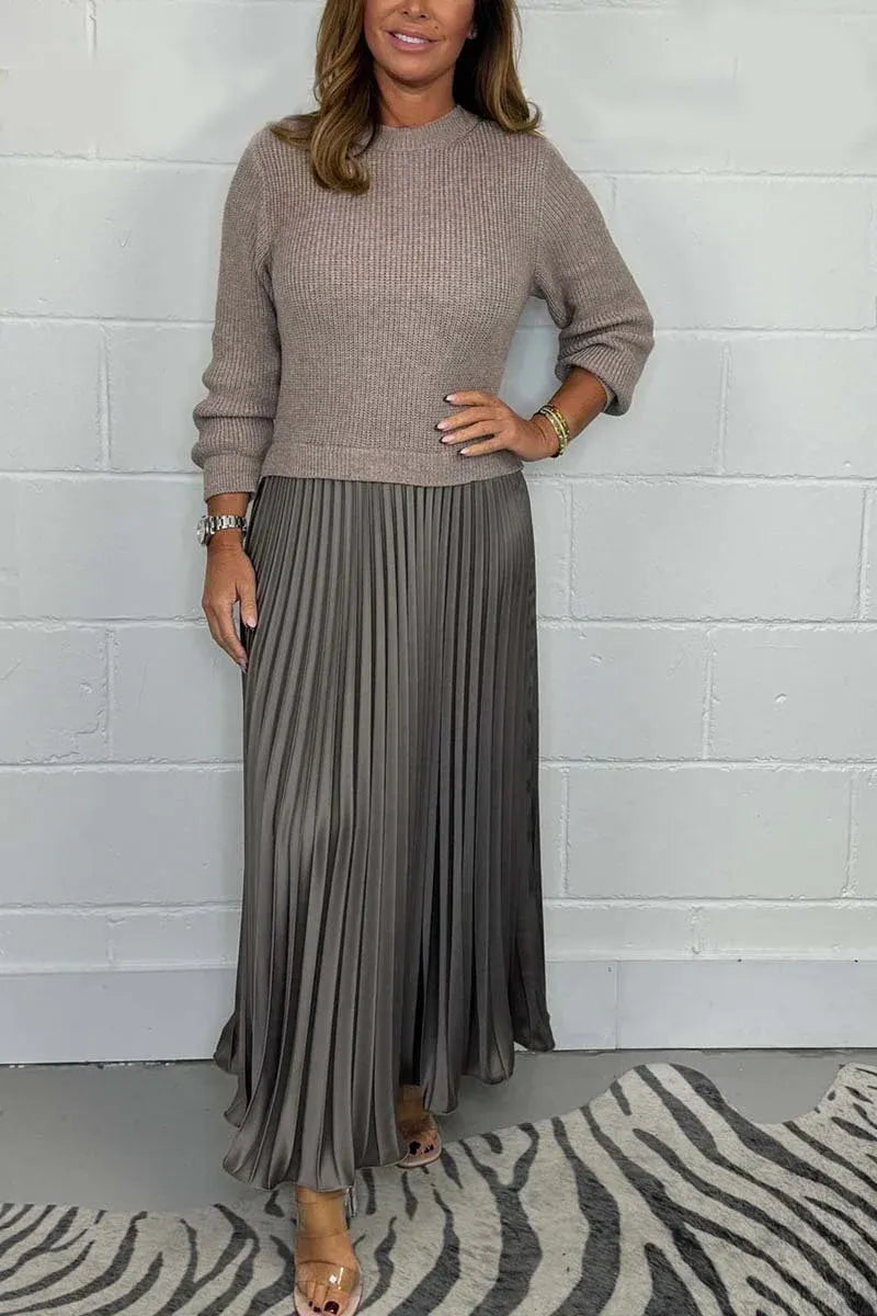 Calveth | Women's Pleated Midi Sweater Dress