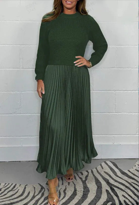 Calveth | Women's Pleated Midi Sweater Dress