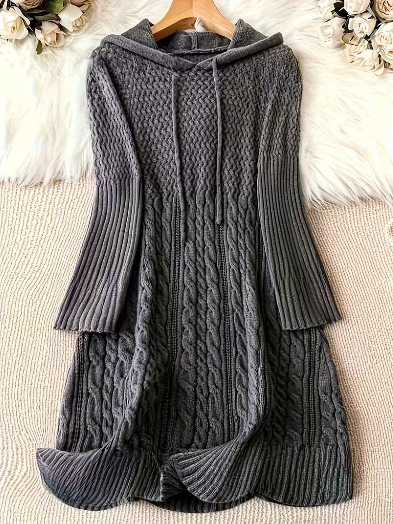 Carwyn | Women's Hooded Cable Knit Sweater Dress