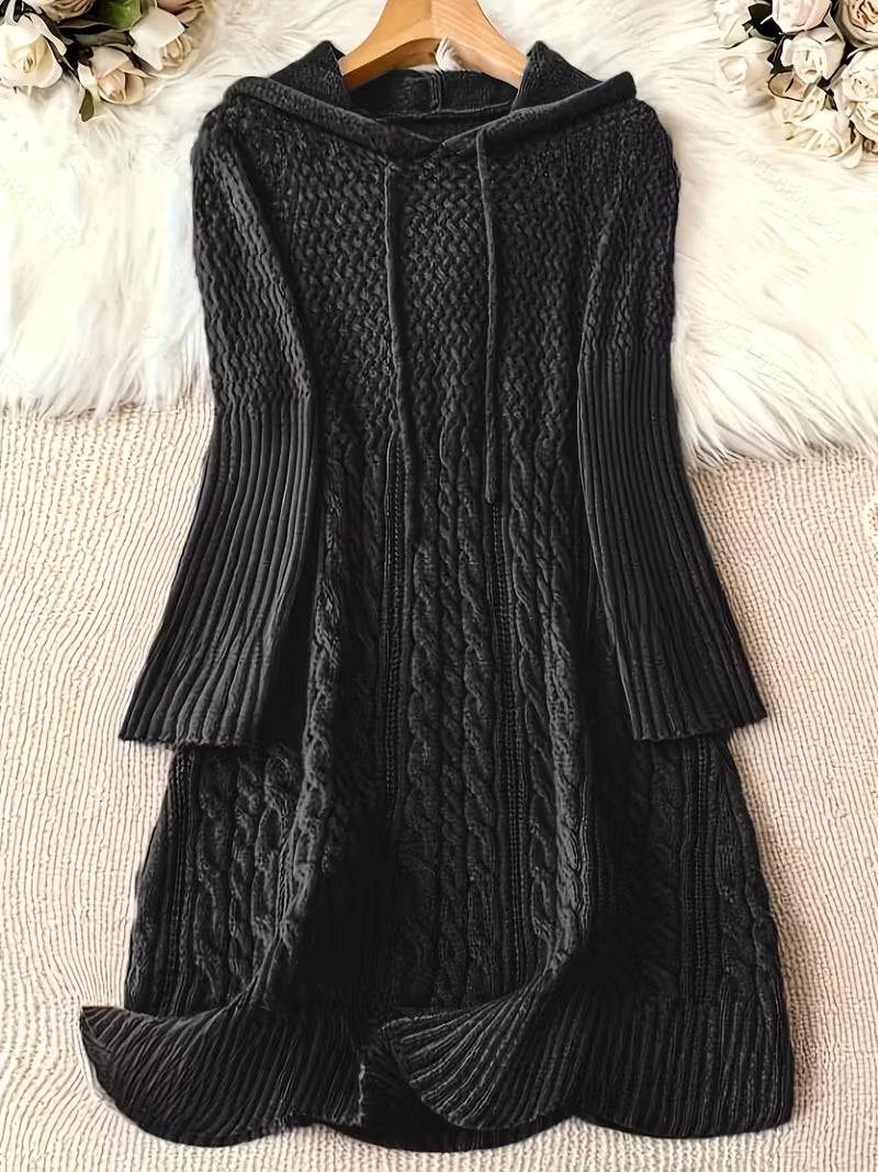 Carwyn | Women's Hooded Cable Knit Sweater Dress