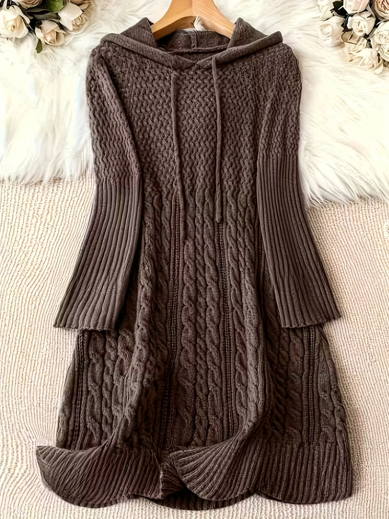 Carwyn | Women's Hooded Cable Knit Sweater Dress