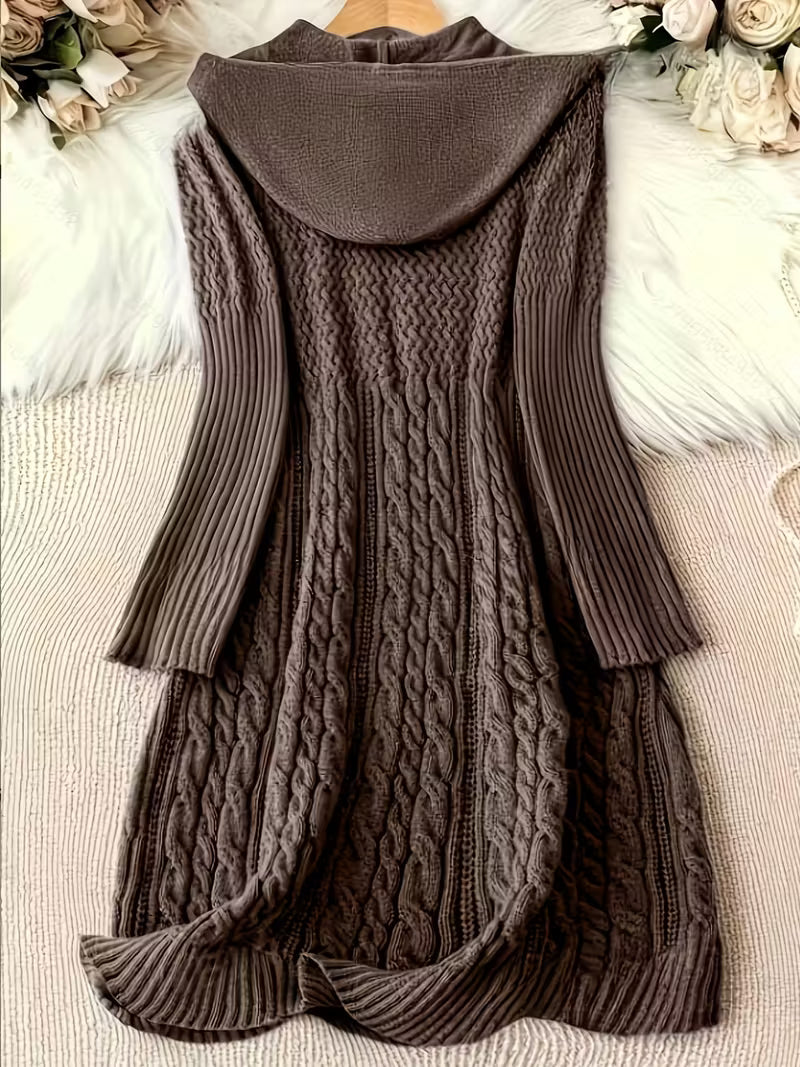 Carwyn | Women's Hooded Cable Knit Sweater Dress