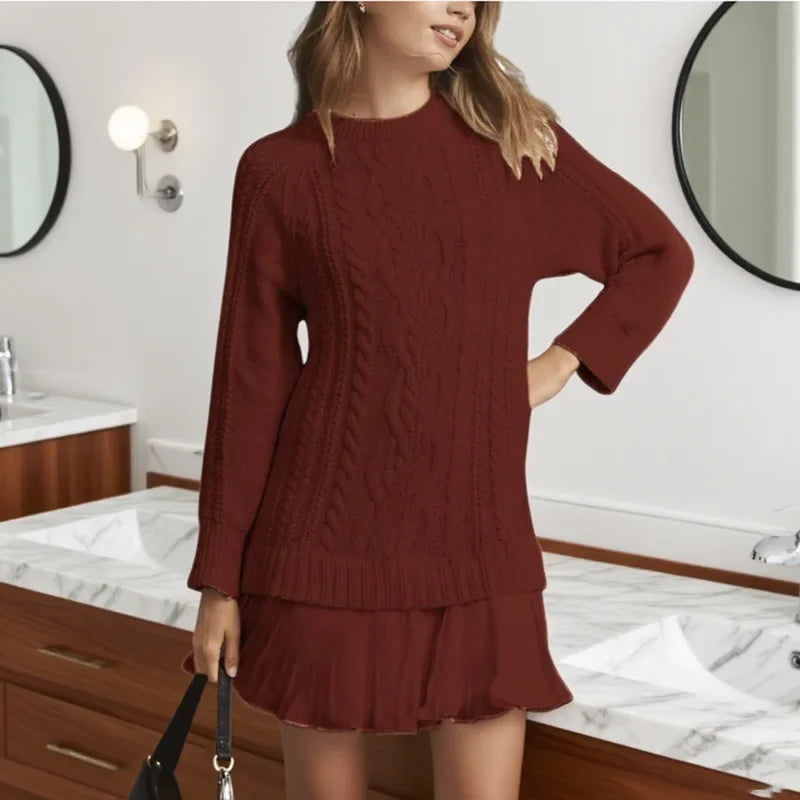 Celia | Women's Cable Knit Sweater Dress