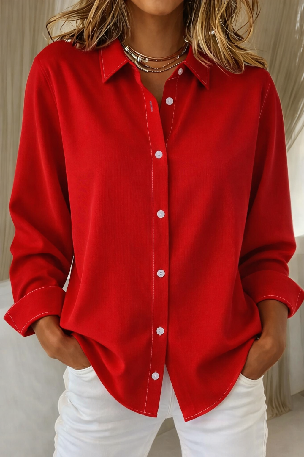 Clarissa | Women's Collared Long Sleeve Button Down Blouse