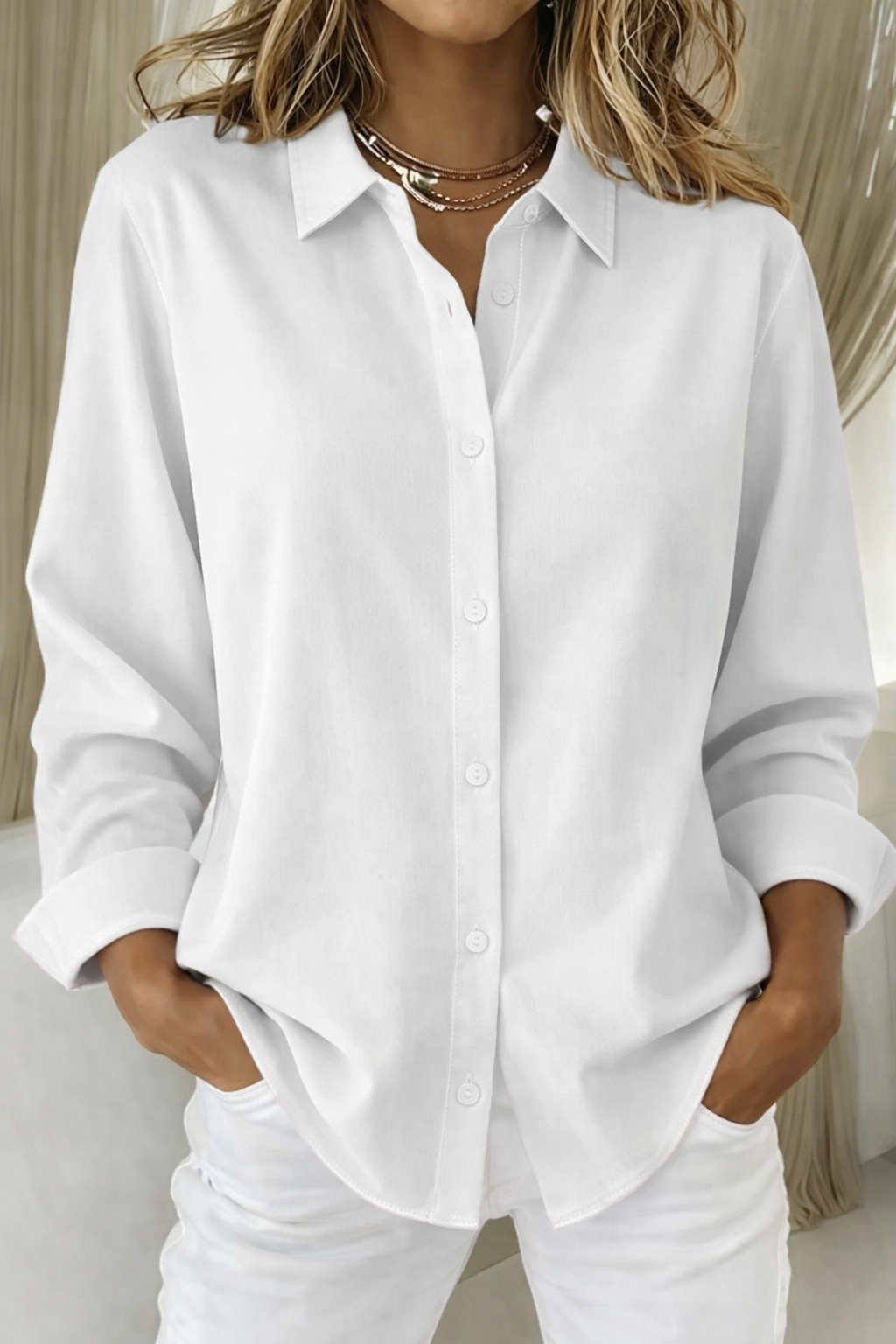 Clarissa | Women's Collared Long Sleeve Button Down Blouse