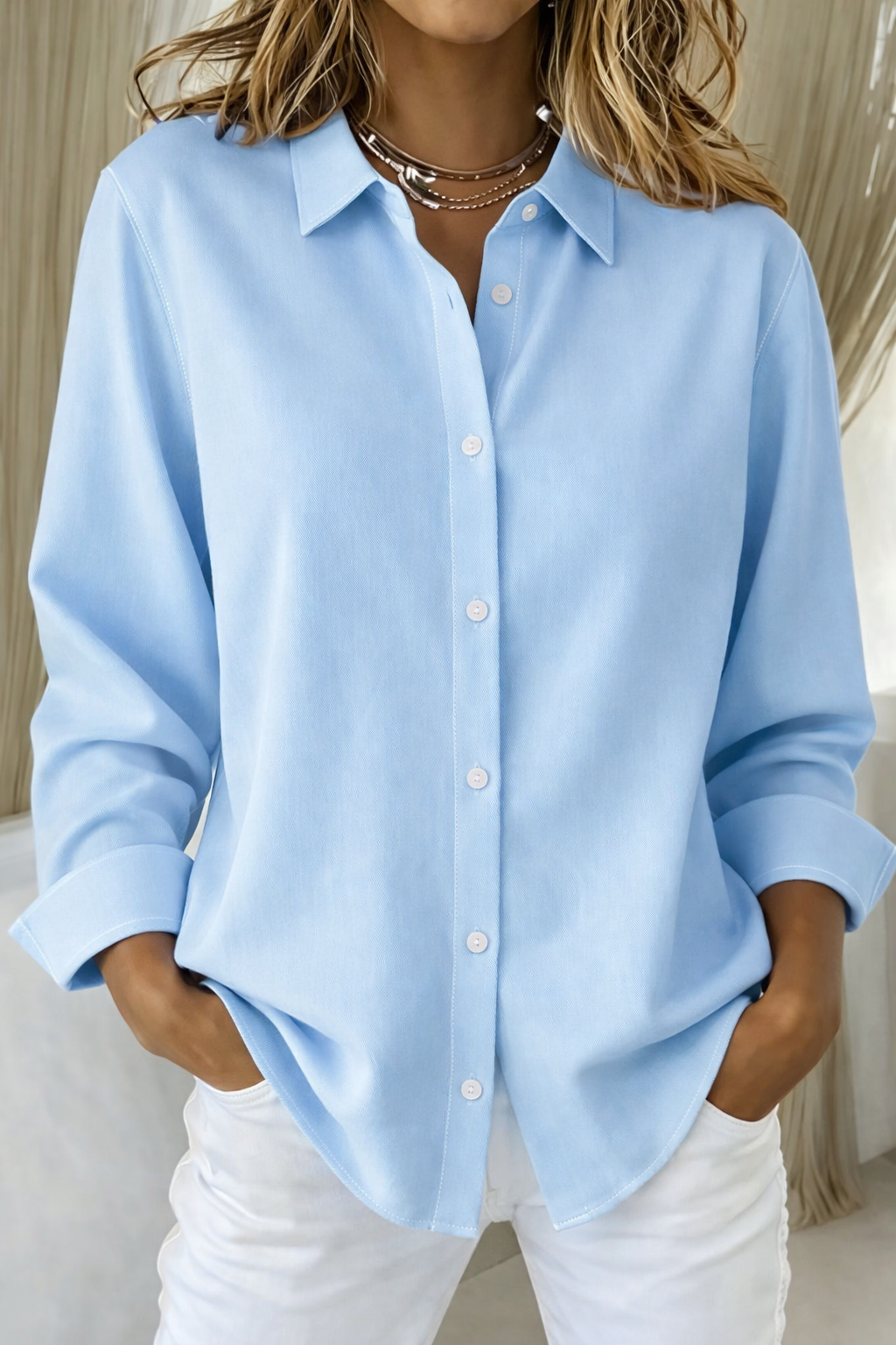 Clarissa | Women's Collared Long Sleeve Button Down Blouse