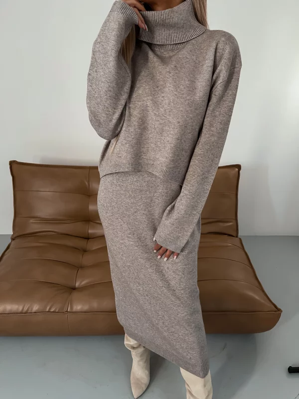 Corvaine | Women's Turtleneck Knit Sweater Dress Set