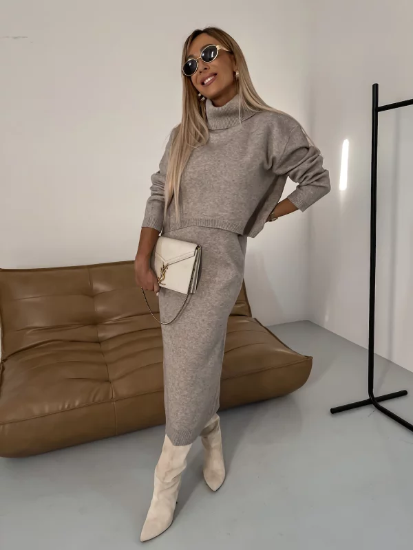 Corvaine | Women's Turtleneck Knit Sweater Dress Set