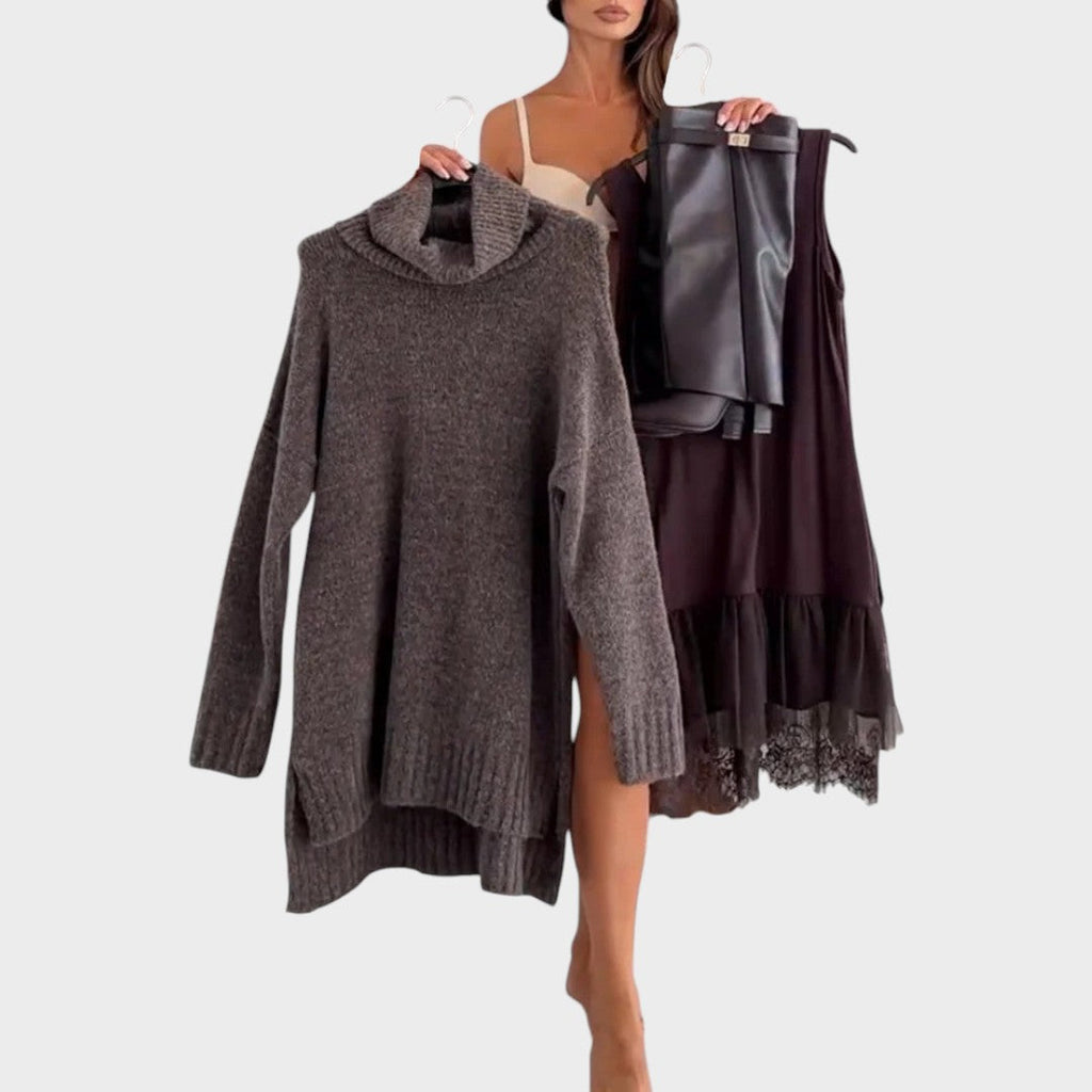 Corveth | Women's Turtleneck Oversized Sweater Dress