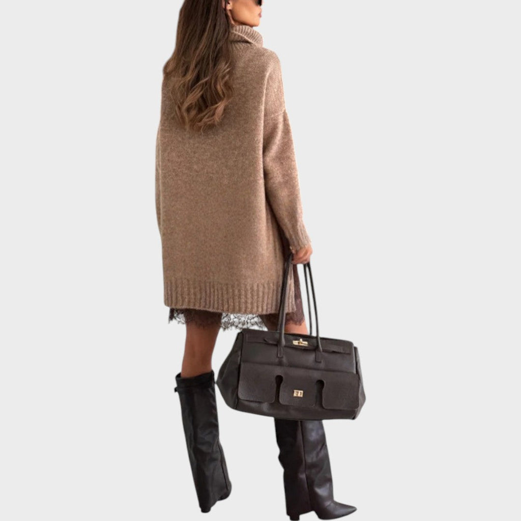 Corveth | Women's Turtleneck Oversized Sweater Dress