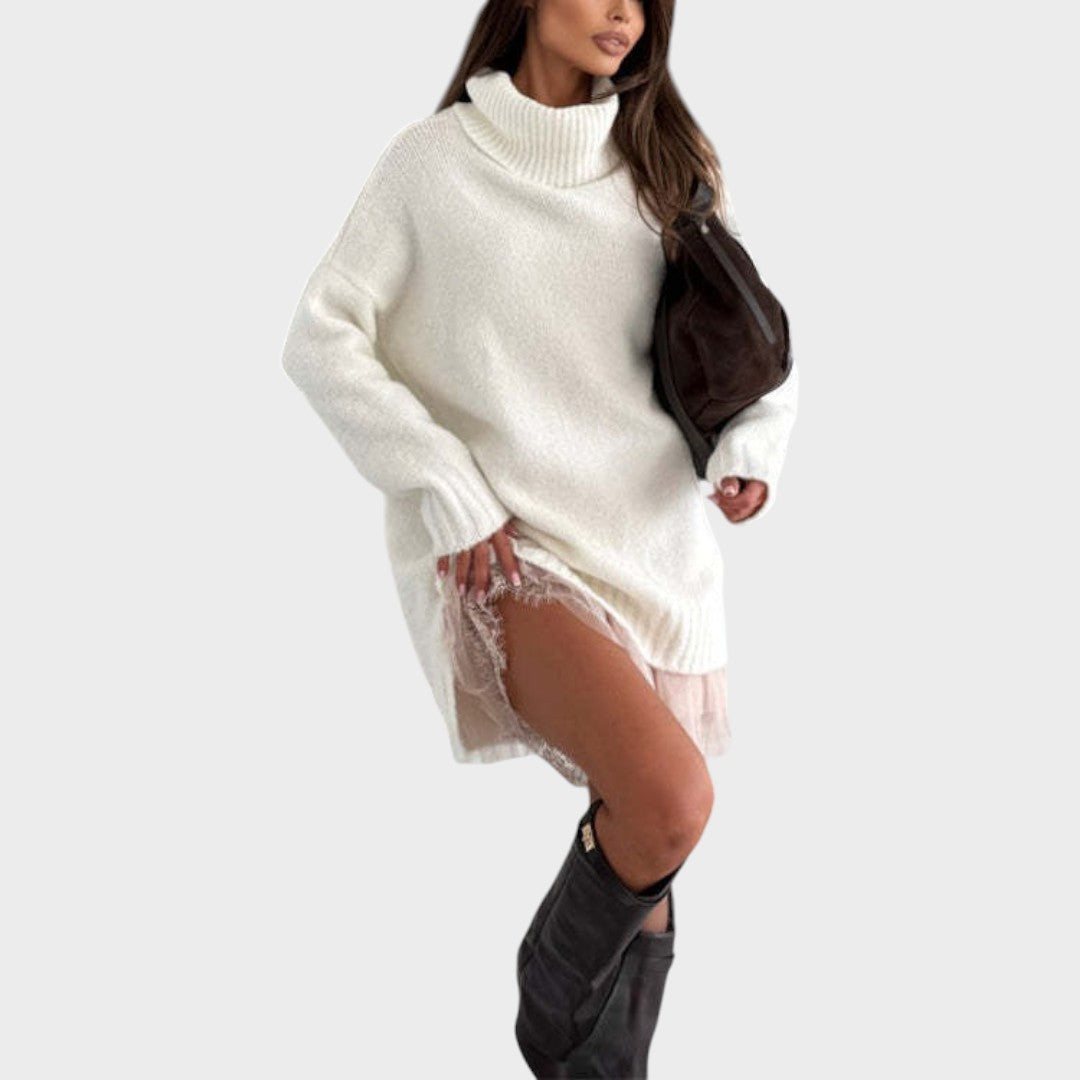 Corveth | Women's Turtleneck Oversized Sweater Dress