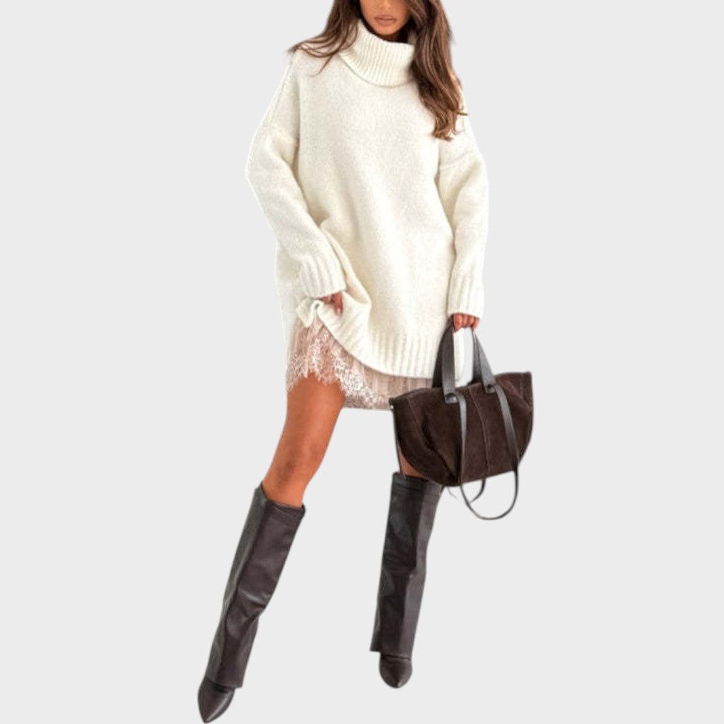 Corveth | Women's Turtleneck Oversized Sweater Dress