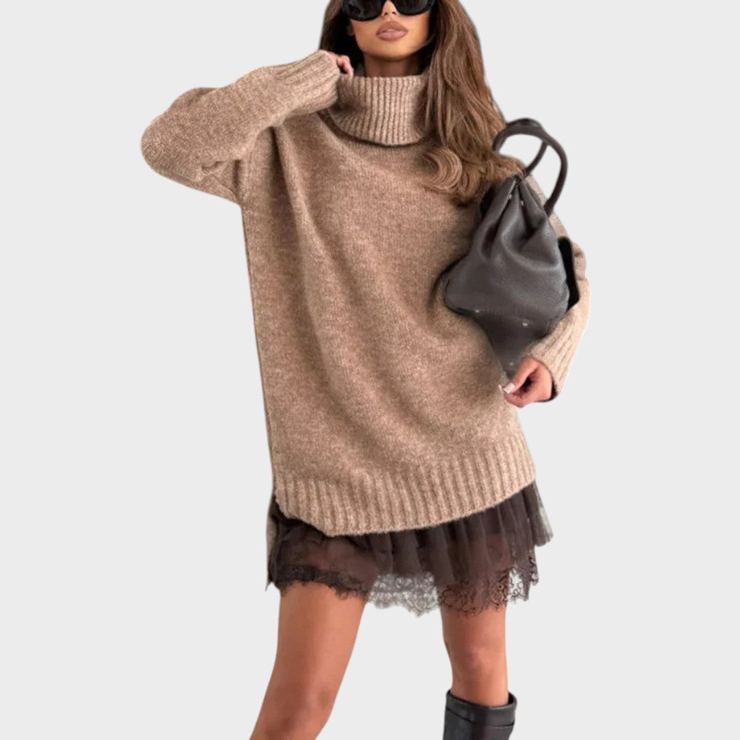 Corveth | Women's Turtleneck Oversized Sweater Dress
