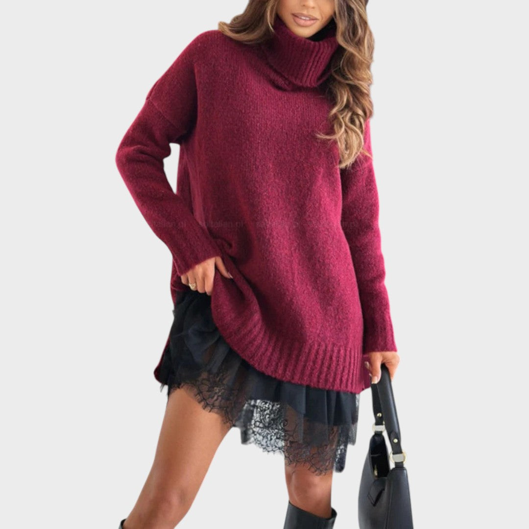 Corveth | Women's Turtleneck Oversized Sweater Dress