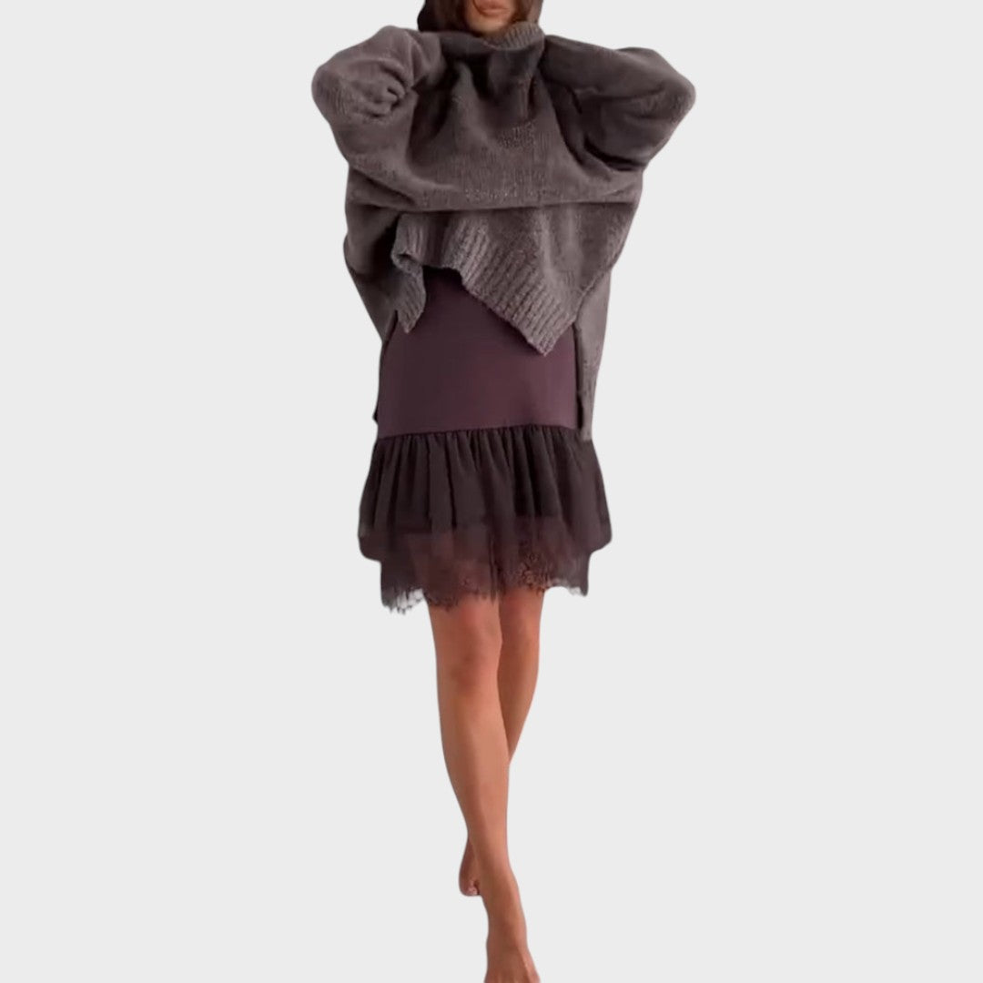 Corveth | Women's Turtleneck Oversized Sweater Dress