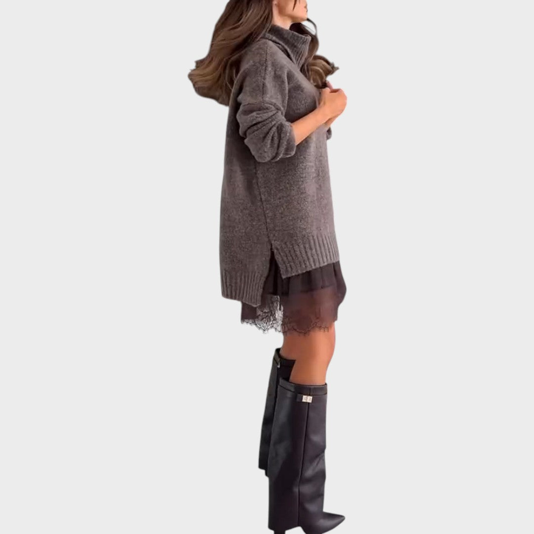Corveth | Women's Turtleneck Oversized Sweater Dress