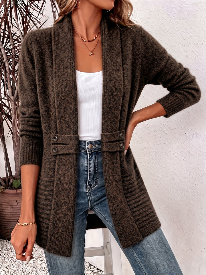 Faith | Open-Front Cardigan with Seamed Waist