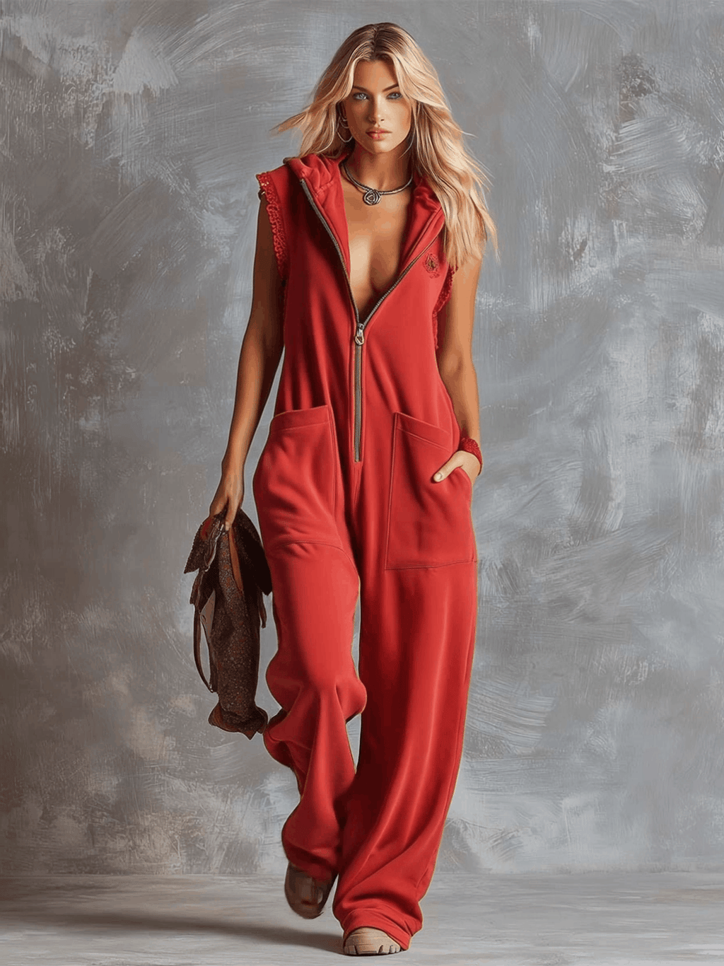 Darcie | Women's Hooded Sleeveless Wide Leg Jumpsuit