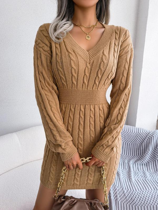 Delphine | Women's V-Neck Long Sleeve Sweater Dress