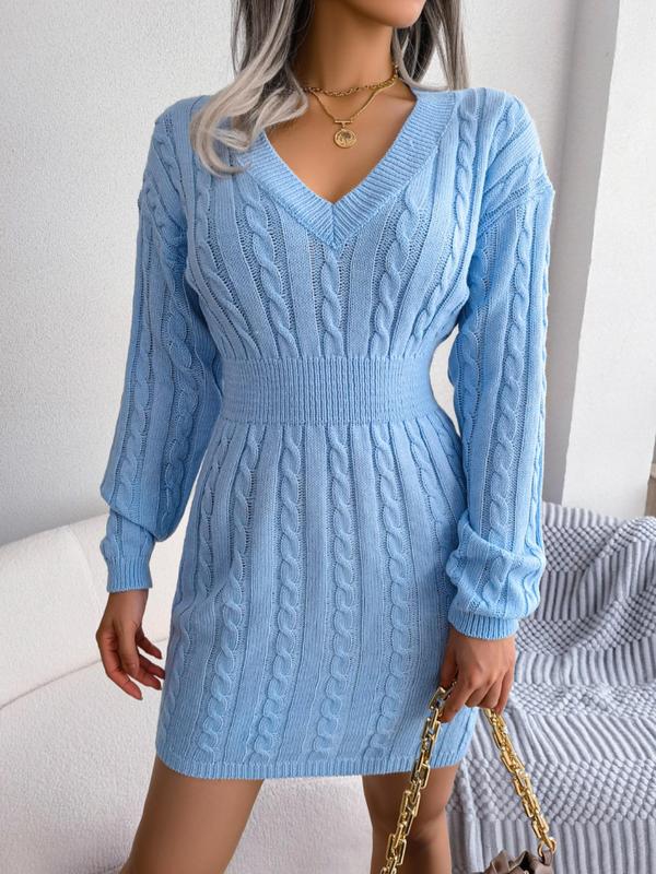 Delphine | Women's V-Neck Long Sleeve Sweater Dress