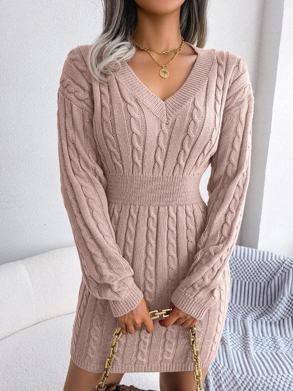 Delphine | Women's V-Neck Long Sleeve Sweater Dress