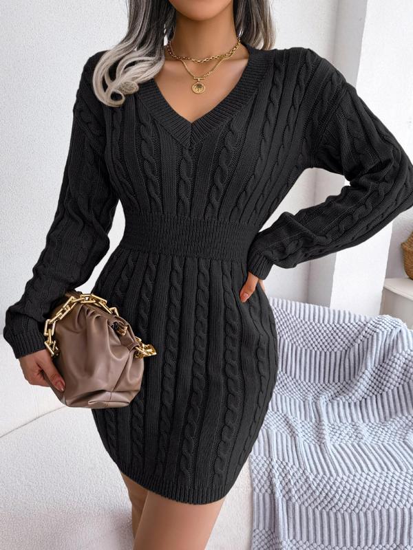 Delphine | Women's V-Neck Long Sleeve Sweater Dress
