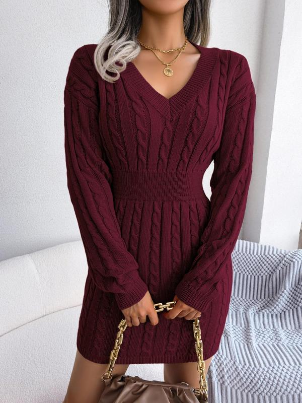Delphine | Women's V-Neck Long Sleeve Sweater Dress