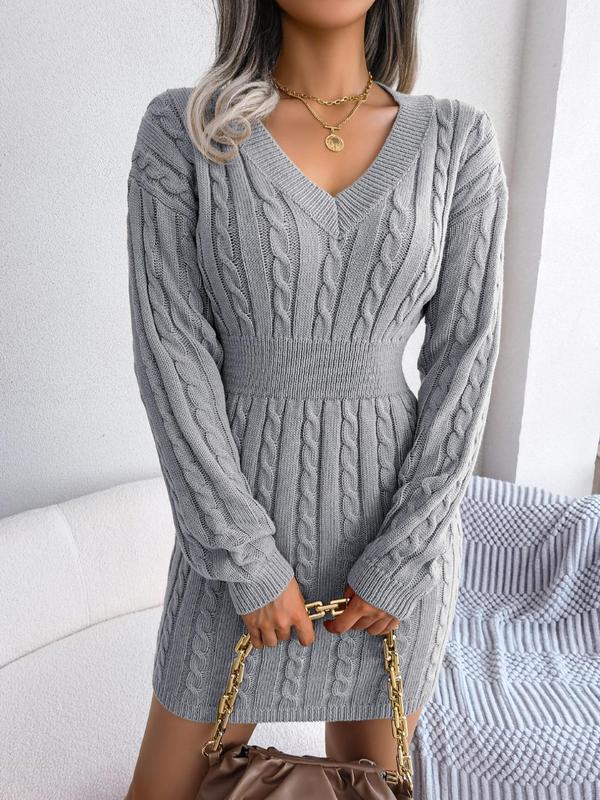 Delphine | Women's V-Neck Long Sleeve Sweater Dress