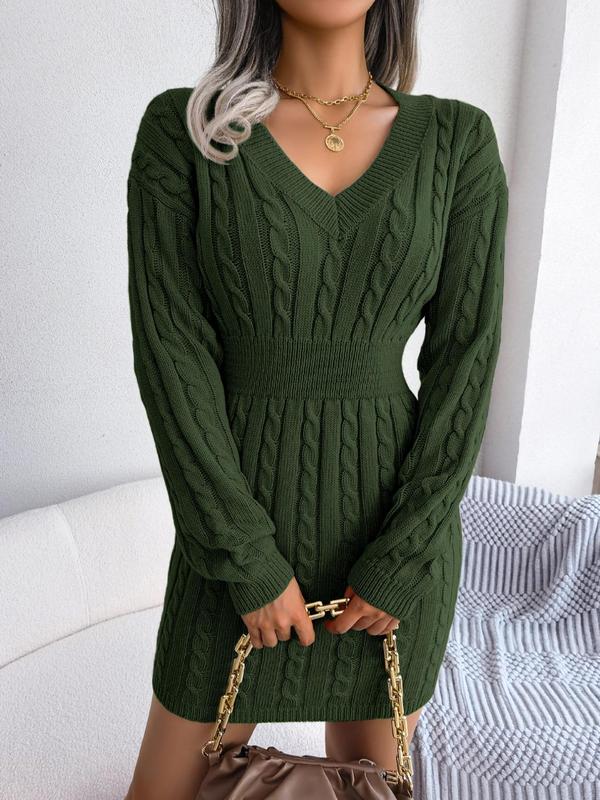 Delphine | Women's V-Neck Long Sleeve Sweater Dress
