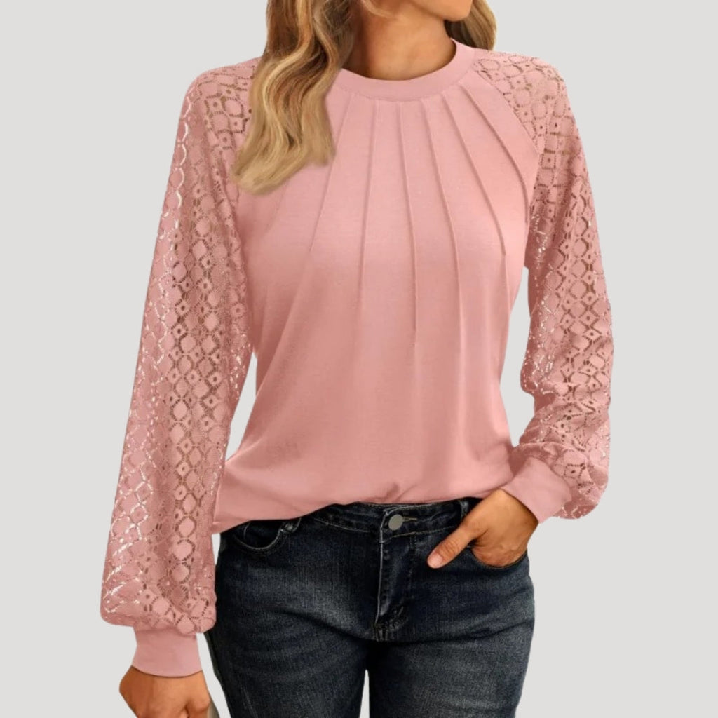 Doriane | Women's Lace Sleeve Round Neck Blouse