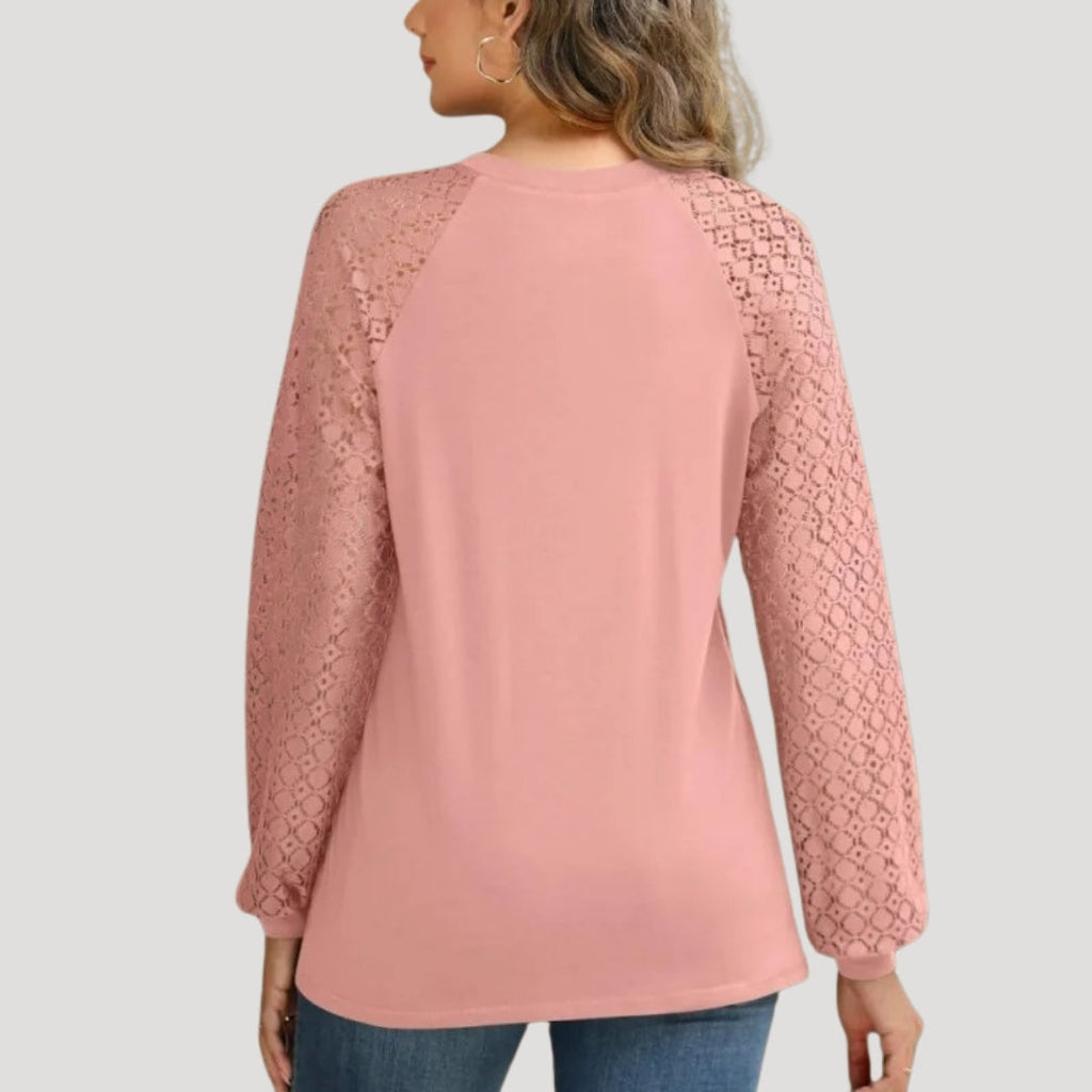 Doriane | Women's Lace Sleeve Round Neck Blouse
