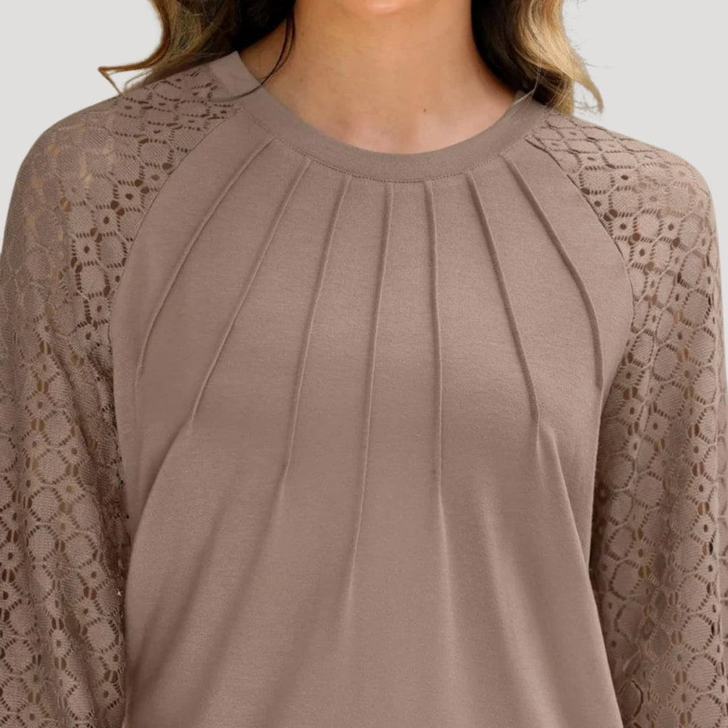 Doriane | Women's Lace Sleeve Round Neck Blouse