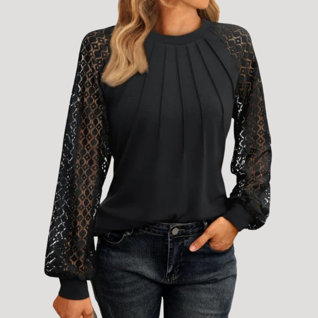 Doriane | Women's Lace Sleeve Round Neck Blouse