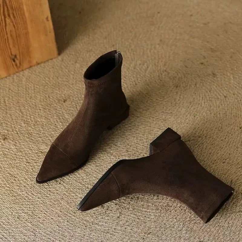 Rhonda | Suede Pointed-Toe Ankle Boots