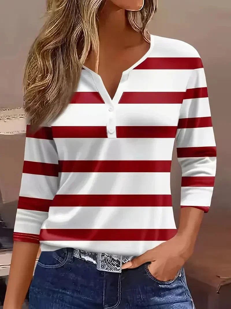 Evelynne | Women's Striped V-Neck Top