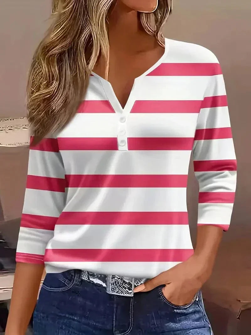 Evelynne | Women's Striped V-Neck Top