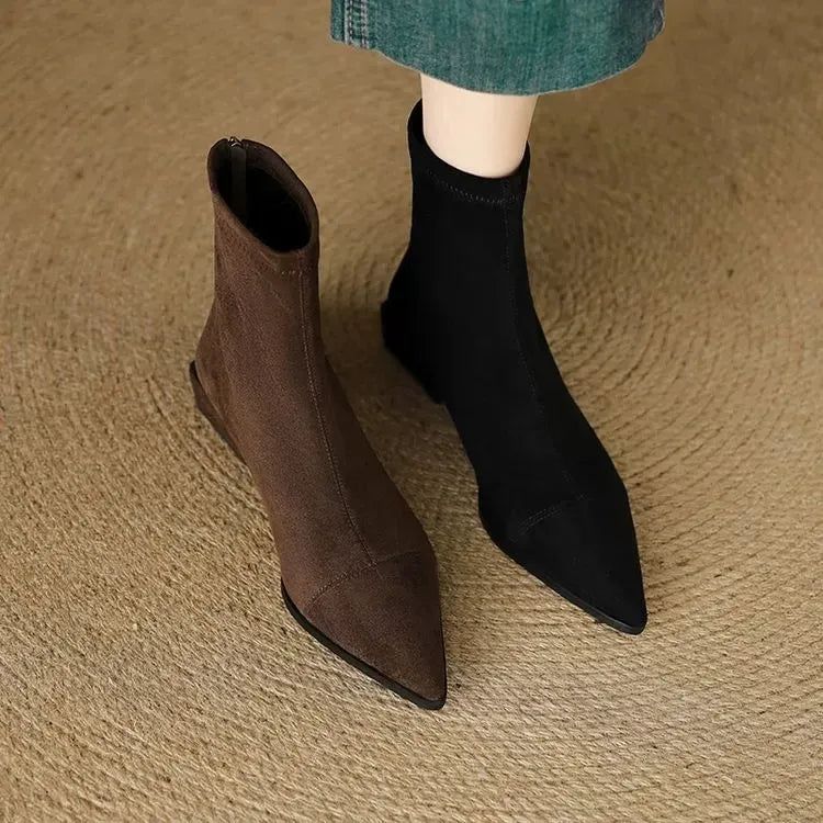 Rhonda | Suede Pointed-Toe Ankle Boots