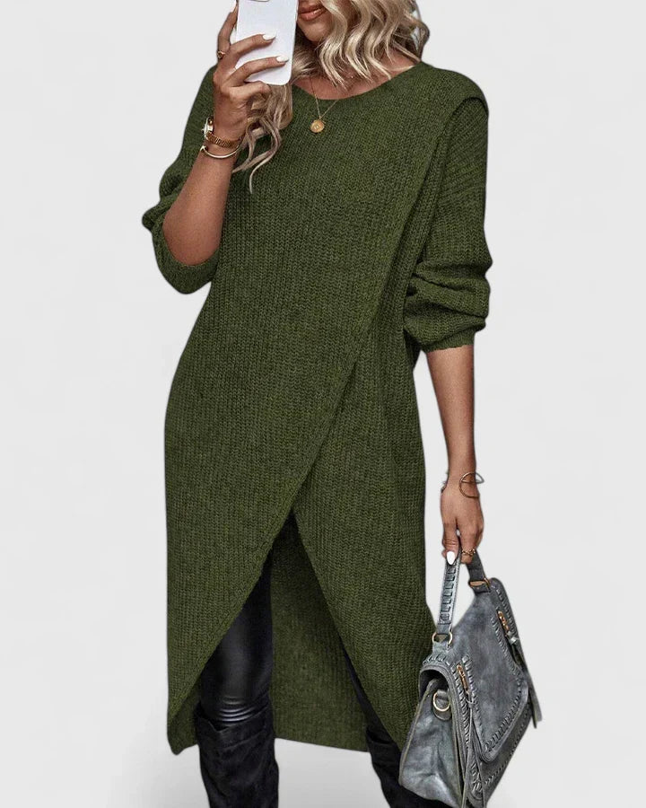 Fenella | Women's Knit Sweater Dress with Wrap Hem
